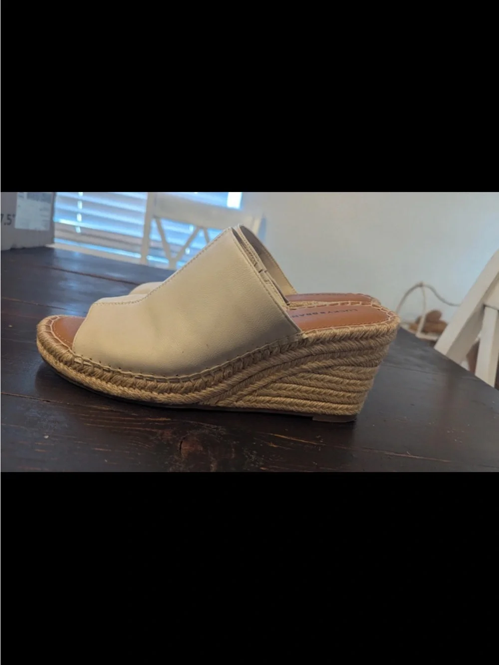 Lucky Brand Cream Espadrille Wedge Sandals Size 10